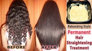 Permanent Hair Straightening at homeRebonding style straight hair at home naturallySilk amp shine [upl. by Frasier]