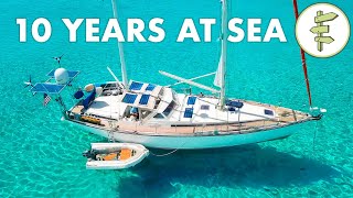 Living on a SelfSufficient Sailboat for 10 Years  FULL TOUR [upl. by Ajtak481]