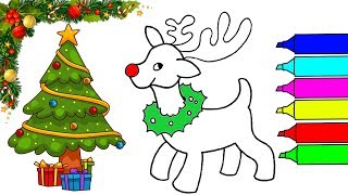 How To Draw Christmas Reindeer  Coloring Rudolph [upl. by Hutchinson127]