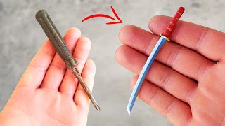 Forging a MINI KATANA out of Rusty Screwdriver [upl. by Eeruhs92]