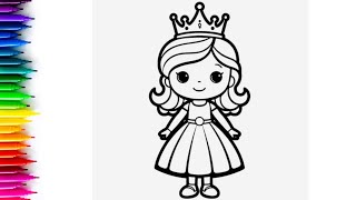 Drawing Painting Coloring for Kids and Toddlers  Princess [upl. by Holtorf]