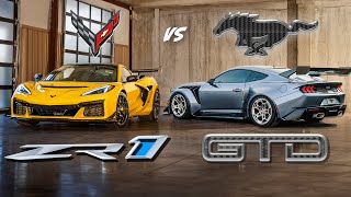 2025 CORVETTE ZR1 VS 2025 MUSTANG GTD Which is King of the Hill [upl. by Neelrac]