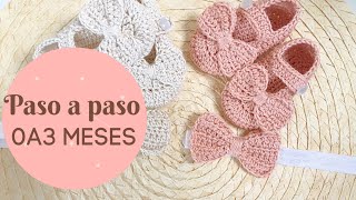 ZAPATO Y VENDA O DIADEMA A CROCHET PASO A PASO 0A3 MESES [upl. by Yehsa179]