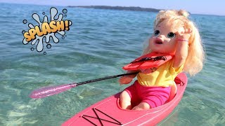 My Baby Alive doll Sara having fun at the Beach ride a Kayak and drowned Bananakids [upl. by Nett895]