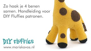 Zo haak je 4 benenpoten samen Handleiding voor DIY Fluffies Amigurumi haakpatronen [upl. by Kirrad]