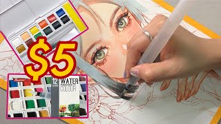 How My Drawing is with CHEAP WATERCOLOR  Huta Chan [upl. by Eirelav]