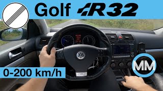 Volkswagen Golf R32 184 kW  POV Test Drive  Acceleration 0200 kmh [upl. by Atterbury]