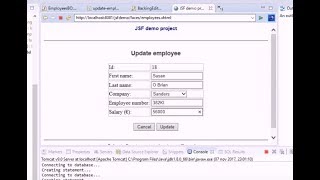 JSF and JDBC eclipse project 10  Updating an object in a JSF view and saving it into the database [upl. by Llevaj350]