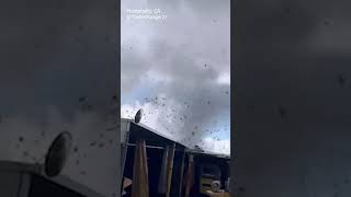 Apparent tornado rips roofs off buildings in LA County injures 1 person [upl. by Photima]