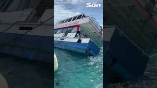 Bahamas boat capsize Survivor records terrifying shipsinking ordeal shorts [upl. by Jarlathus878]