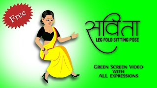 savita cartoon characters leg fold table sitting pose green screen [upl. by Horwath]