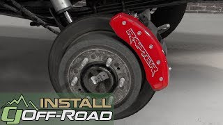 F150 Raptor MGP Brake Caliper Cover Set With Silver Raptor Logo Red 201214201719 Installation [upl. by Enyrb]