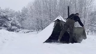 15 Hot Tent Winter Camp in a Snowstorm  Best Winter Camps of 2023 [upl. by Forsyth]