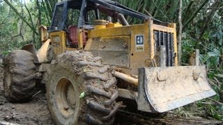 Caterpillar 518 Log Skidder Forestry Tractor 4x4 with Winch sn50S211 [upl. by Atinid112]