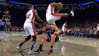 Kyle Lowry nearly broke his back after a terrible fall 😮 Heat vs Nets [upl. by Solraced]