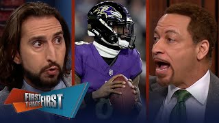 FIRST THINGS FIRST Nick Wright reacts Cam Newton says Lamar is greatest dual threat in NFL history [upl. by Anees]