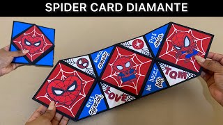 Tutorial SPIDER CARD diamante  Tarjeta desplegable sorpresa de amor [upl. by Airahs]