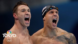 USA sets new world record to continue mens 4x100 medley relay reign  Tokyo Olympics  NBC Sports [upl. by Sybilla83]