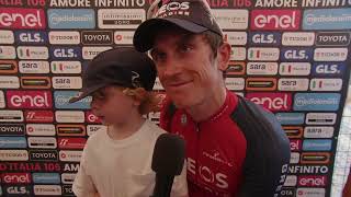 Geraint Thomas reaction after his first Giro dItalia podium at 37 [upl. by Eissolf]