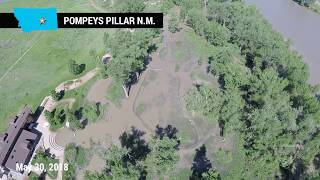 Aerial view of Pompeys Pillar NM Flooding 30 May 2018 [upl. by Nesral]