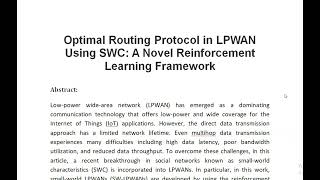 Optimal Routing Protocol in LPWAN Using SWC A Novel Reinforcement Learning Framework [upl. by Hsejar915]