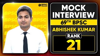 69th BPSC Topper Mock Interview 🔥 Rank 21  Abhishek Kumar  BPSC Wallah [upl. by Guevara]