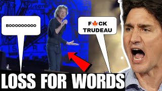 Entire stadium BOOING TRUDEAU leaves Mick Jagger SPEECHLESS [upl. by Aivon]