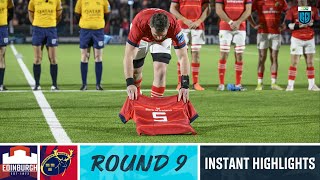 Edinburgh v Munster  Instant Highlights  Round 9  URC 202223 [upl. by Justis]