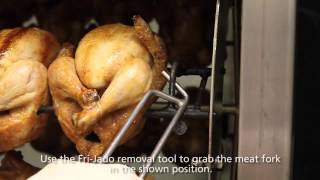 FriJado instruction for unloading chicken from a rotisserie [upl. by Ylrbmik]