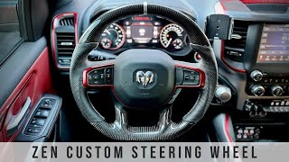 HEATED Zen Carbon Fiber Custom Steering Wheel  Ram Rebel [upl. by Yffub]