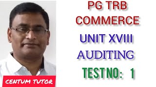 PG TRB COMMERCE UNIT XVIII AUDITING  1 TEST NO  1 [upl. by Ailhat]