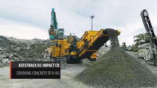 High powered machine crushing greywacke concrete  Keestrack R3  Equip2 New Zealand [upl. by Norraa964]