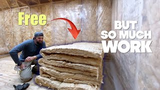 Installing Free Fiberglass Insulation  Shed to Shop  Ep 5 [upl. by Sweeney766]