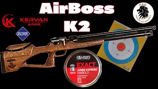 Kervan Arms Airboss K2 in 55mm shooting JSB 1435gn at 55 yards [upl. by Kipp291]