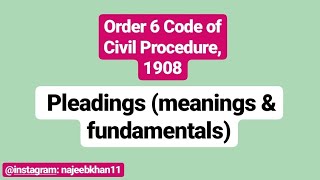 Order 6 CPC Pleadings meanings amp fundamentals [upl. by Sul]