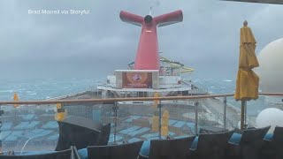 Carnival passengers left terrified as cruise ship sails into violent storm l VIDEO [upl. by Sillsby778]