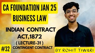 32 Indian Contract Act1872  Contingent Contract  Lecture31  Business Law  CACSCMA Fond [upl. by Mohr]