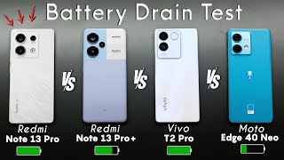 Redmi Note 13 Pro vs Redmi Note 13 Pro Plus vs Vivo T2 Pro vs Moto Edge 40 Neo Battery Drain Test [upl. by Saisoj]