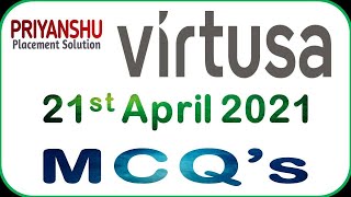 Virtusa MCQs  Virtusa 21st April 2021  Virtusa Programming Questions  Virtusa Java Preparation [upl. by Hurd]