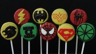 how to make oreo cookies pops and decorate them as justice league and spiderman [upl. by Ibmat]