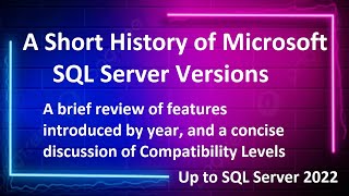 SQL Server Versions and Features History [upl. by Aiouqahs]