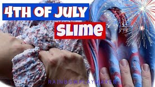 4th of JULY SLIME PATRIOTIC DAISO BUTTER RED WHITE BLUE FLOAM GLUE AND SLIME GIVEAWAY RESTOCK [upl. by Latsryc]