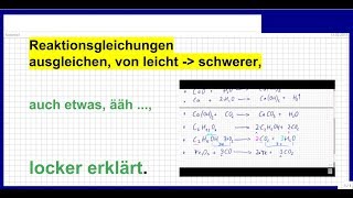 Chemie Reaktionsgleichungen ausgleichen einfach bis schwerer Erklären  Übungsaufgaben [upl. by Hermosa]