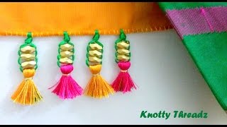 How to make Saree Kuchu Design using Silk Thread and Beads  Beaded Design 2 at Home  Tutorial [upl. by Giwdul451]