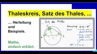 Thaleskreis Satz des Thales Herleitung und Beispiele [upl. by Kevina]