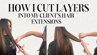 How to Create Long FaceFraming Layers with Hair Extensions  Haircutting Tips for Salon Hairstylist [upl. by Wolfie]