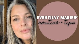 MY EVERYDAY MAKEUP FOR GREY HAIR AND OLIVE SKIN 💄  morning skin routine and quick and easy makeup [upl. by Nyleimaj216]