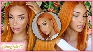 Bright Orange Wig  Summer Glam Makeup Look [upl. by Enytsirhc]