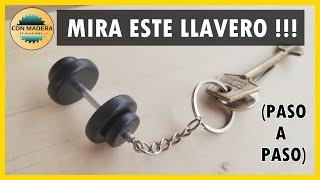 LLAVERO DE MADERA Y METAL  MANCUERNA  PESA [upl. by Aretahs]