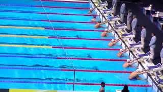 50m Backstroke Men Final Swimming World Championships BCN 2013 Camile LACOURT Gold Medal [upl. by Ewnihc]